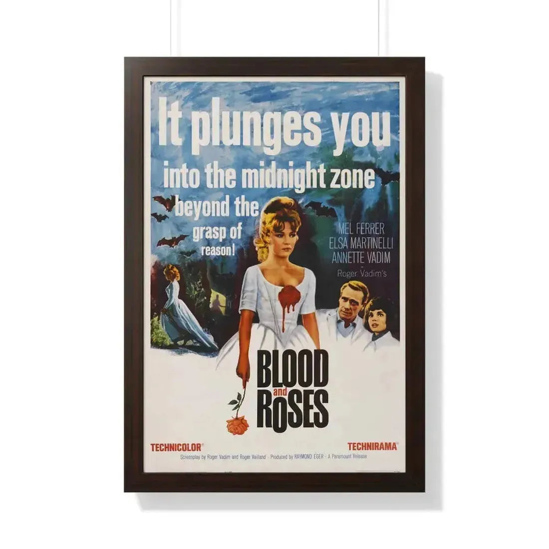 BLOOD AND ROSES 1960 - Framed Movie Poster 20" x 30" Walnut - The Sticker Space