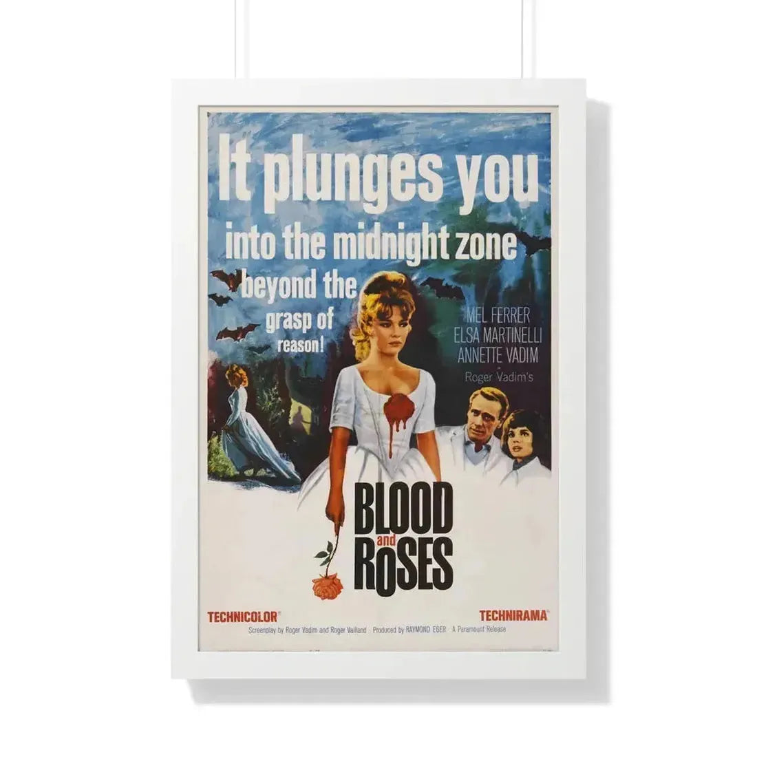 BLOOD AND ROSES 1960 - Framed Movie Poster 20" x 30" White - The Sticker Space
