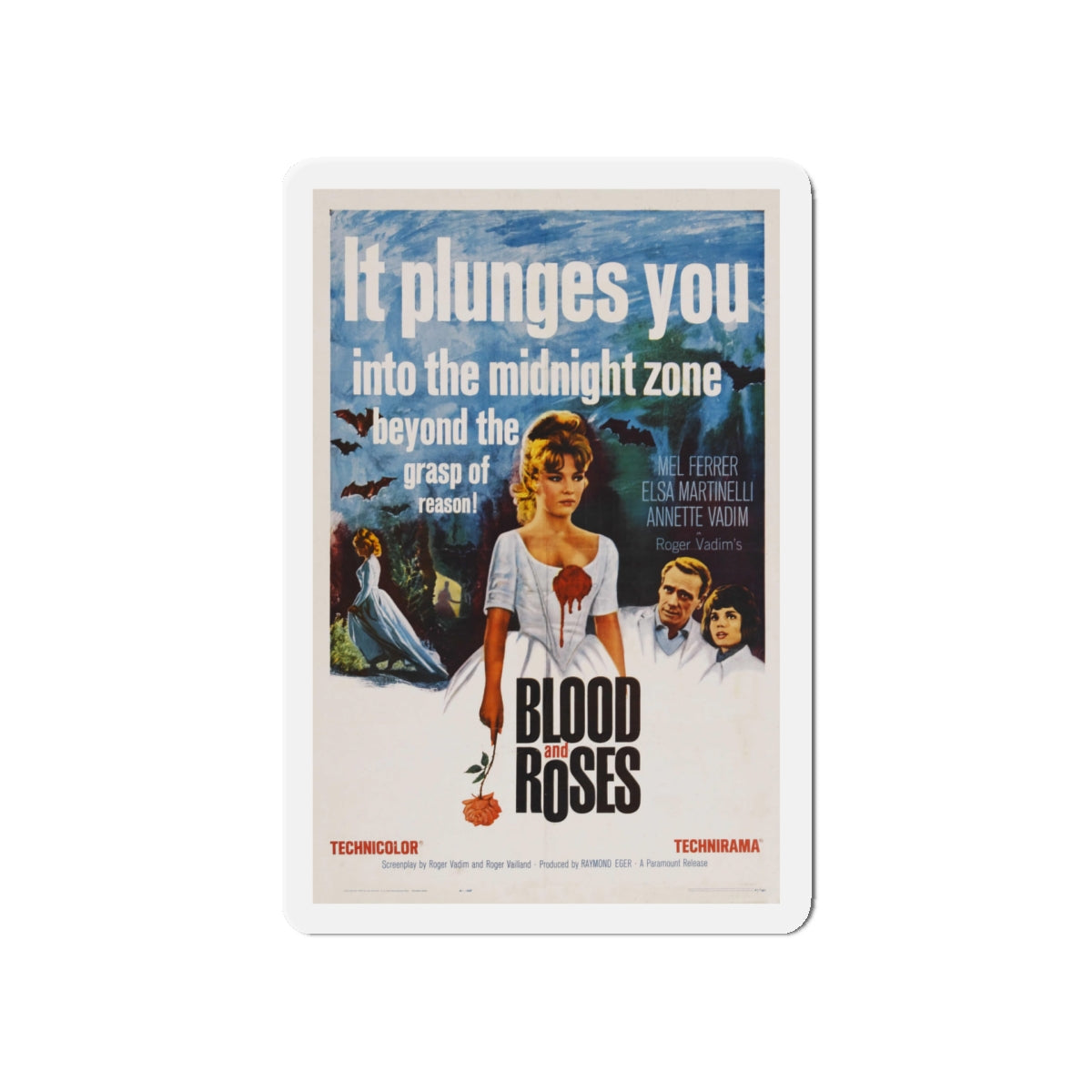 BLOOD AND ROSES 1960 Movie Poster - Die-Cut Magnet-5" x 5"-The Sticker Space