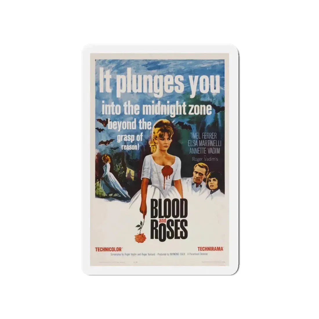 BLOOD AND ROSES 1960 Movie Poster - Refrigerator Magnet 4 Inch - The Sticker Space