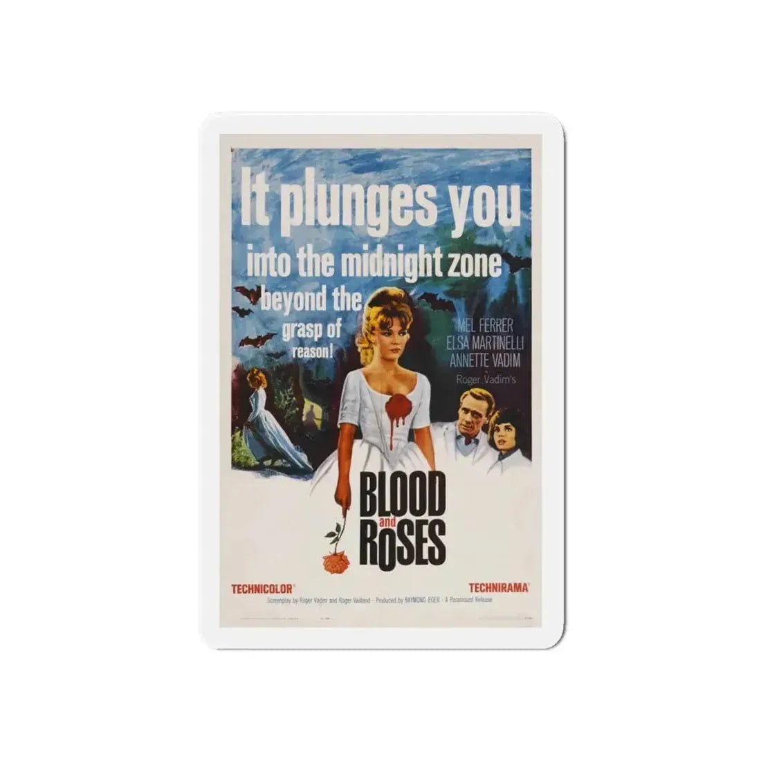 BLOOD AND ROSES 1960 Movie Poster - Refrigerator Magnet 6 Inch - The Sticker Space
