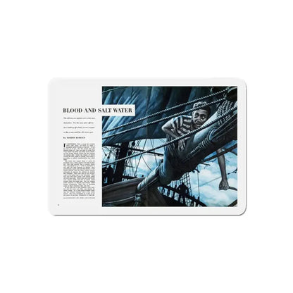 Blood and Salt Water, Saga magazine, December 1954 (Magazine Illustration) Refrigerator Magnet 5 Inch Die-Cut - The Sticker Space