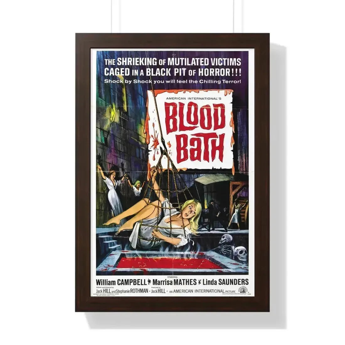 BLOOD BATH 1966 - Framed Movie Poster 16″ x 24″ Walnut - The Sticker Space
