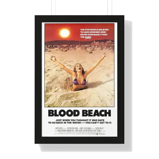 BLOOD BEACH 1981 - Framed Movie Poster 16″ x 24″ Black - The Sticker Space