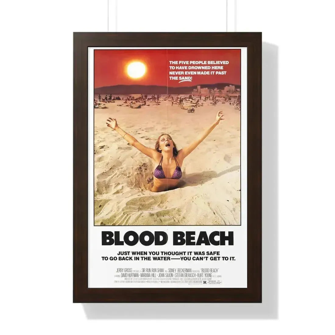 BLOOD BEACH 1981 - Framed Movie Poster 16″ x 24″ Walnut - The Sticker Space