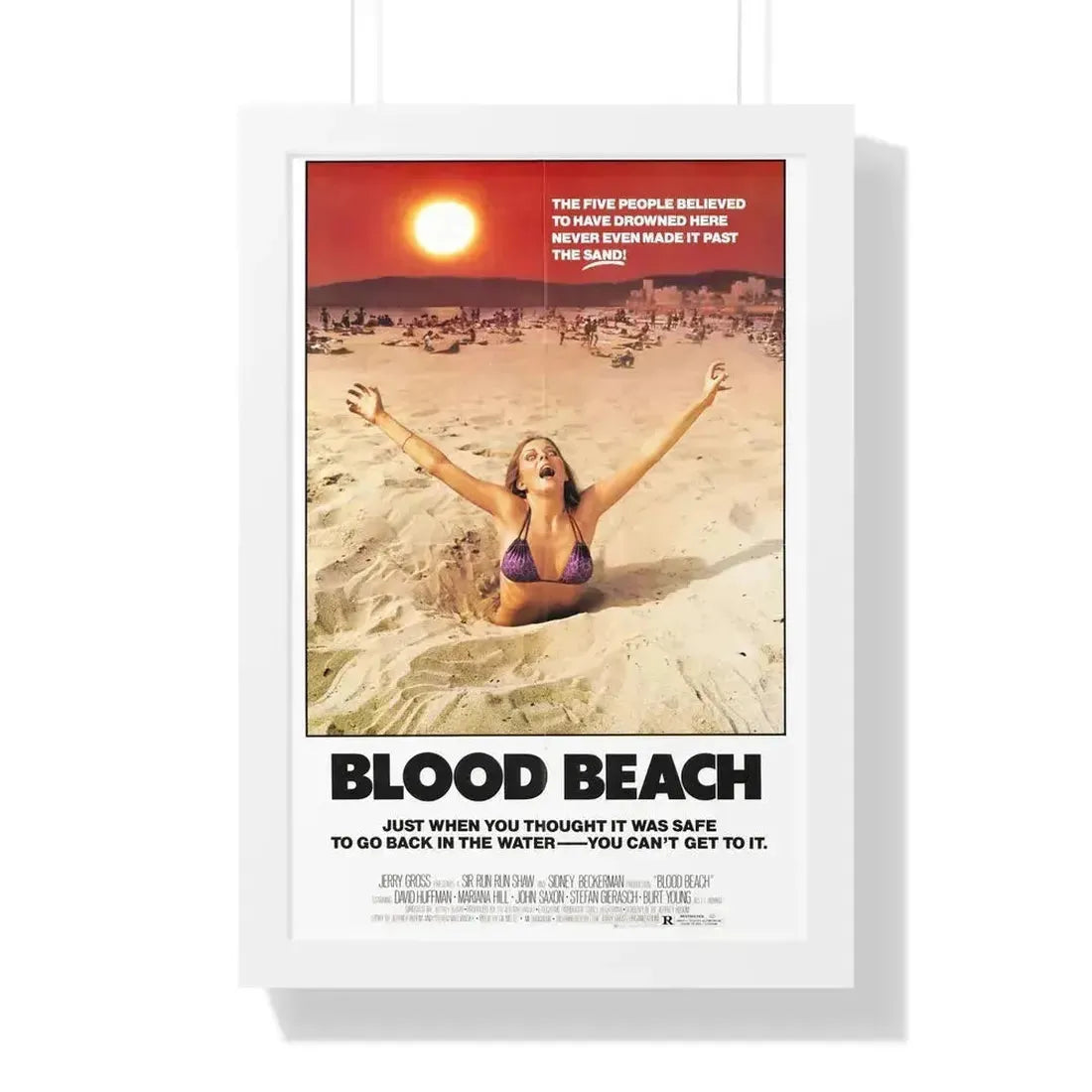 BLOOD BEACH 1981 - Framed Movie Poster 16″ x 24″ White - The Sticker Space