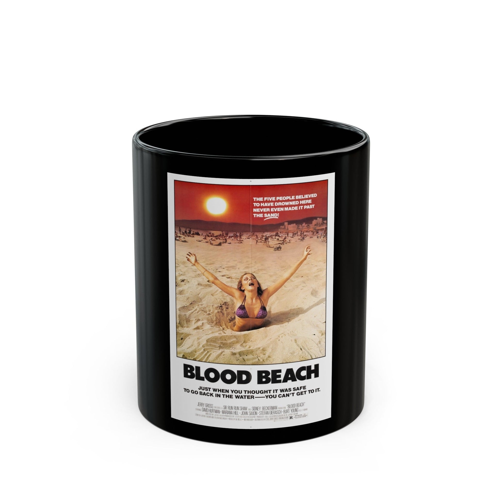 BLOOD BEACH 1981 Movie Poster - Black Coffee Mug-11oz-The Sticker Space