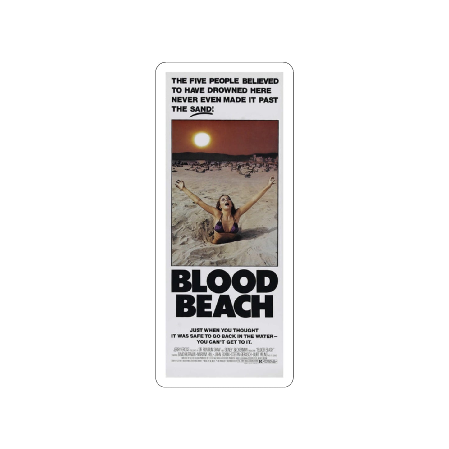 BLOOD BEACH (2) 1981 Movie Poster STICKER Vinyl Die-Cut Decal-2 Inch-The Sticker Space