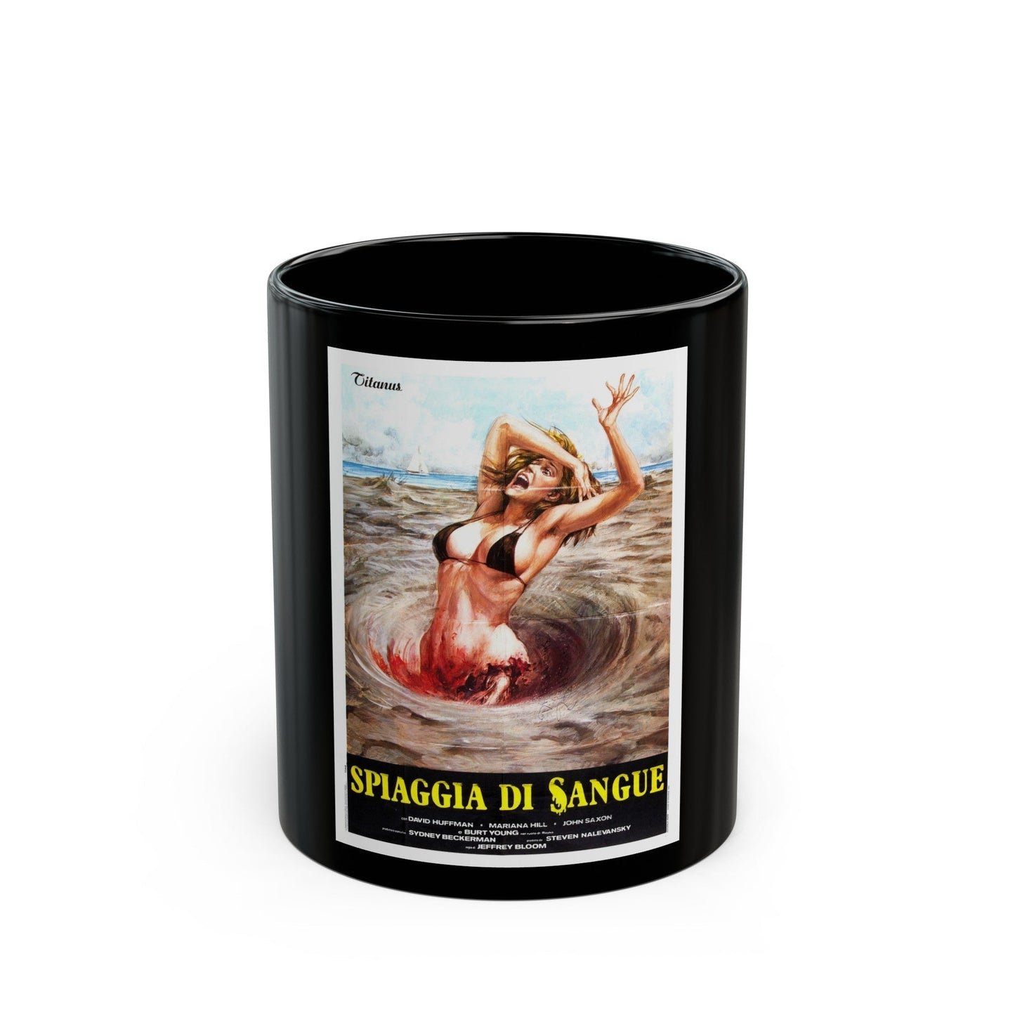 BLOOD BEACH (ITALIAN) 1981 Movie Poster - Black Coffee Mug-11oz-The Sticker Space