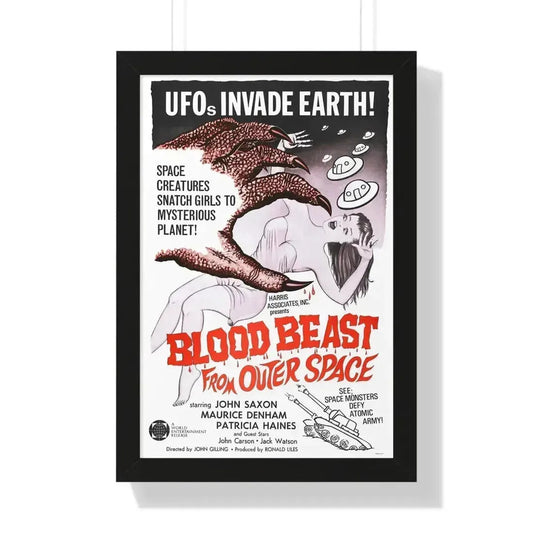 BLOOD BEAST FROM OUTER SPACE (THE NIGHT CALLER) 1965 - Framed Movie Poster 16″ x 24″ Black - The Sticker Space