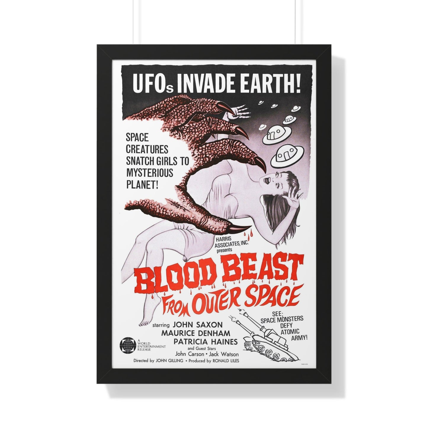 BLOOD BEAST FROM OUTER SPACE (THE NIGHT CALLER) 1965 - Framed Movie Poster-20" x 30"-The Sticker Space