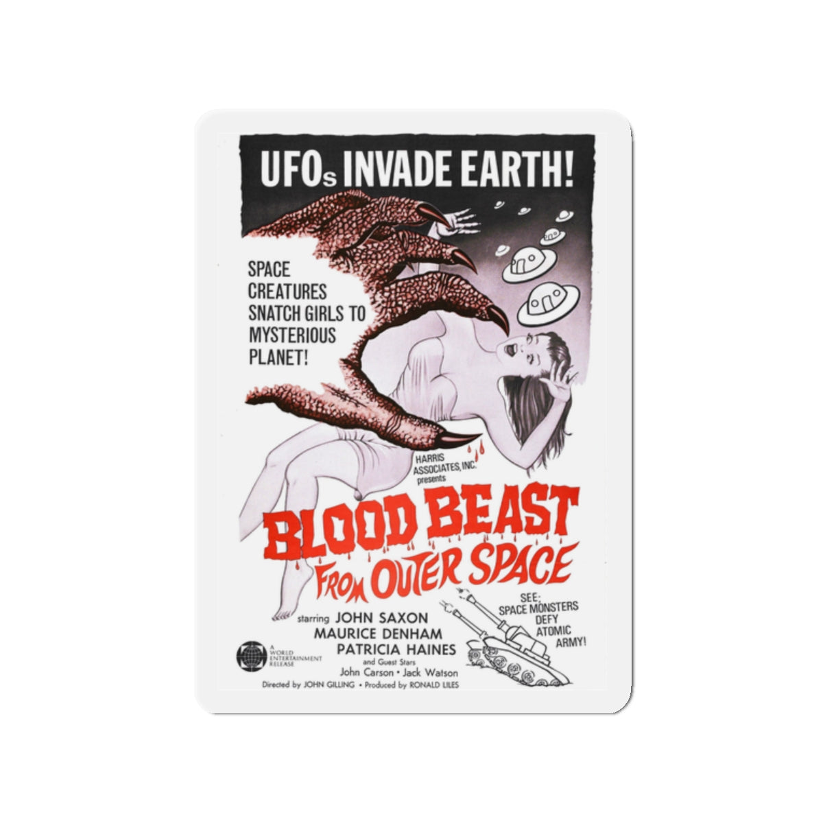 BLOOD BEAST FROM OUTER SPACE (THE NIGHT CALLER) 1965 Movie Poster - Die-Cut Magnet-2" x 2"-The Sticker Space