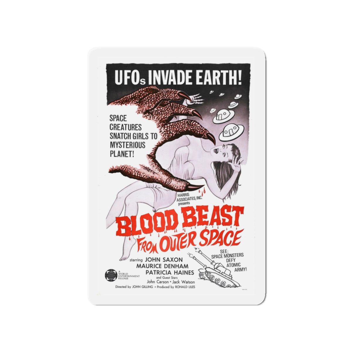 BLOOD BEAST FROM OUTER SPACE (THE NIGHT CALLER) 1965 Movie Poster - Die-Cut Magnet-3" x 3"-The Sticker Space