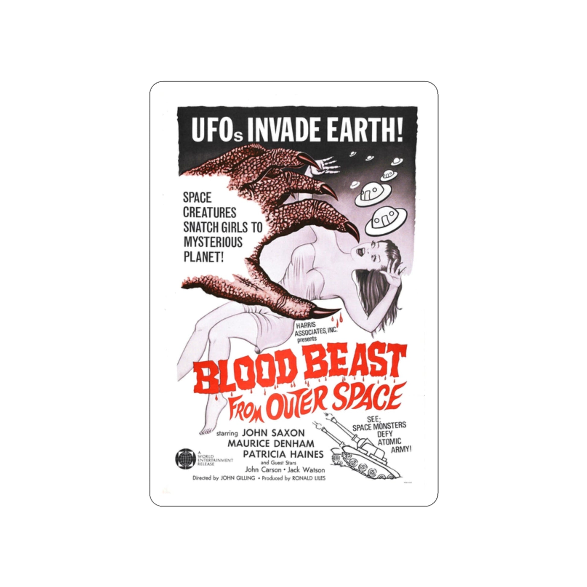 BLOOD BEAST FROM OUTER SPACE (THE NIGHT CALLER) 1965 Movie Poster STICKER Vinyl Die-Cut Decal-2 Inch-The Sticker Space