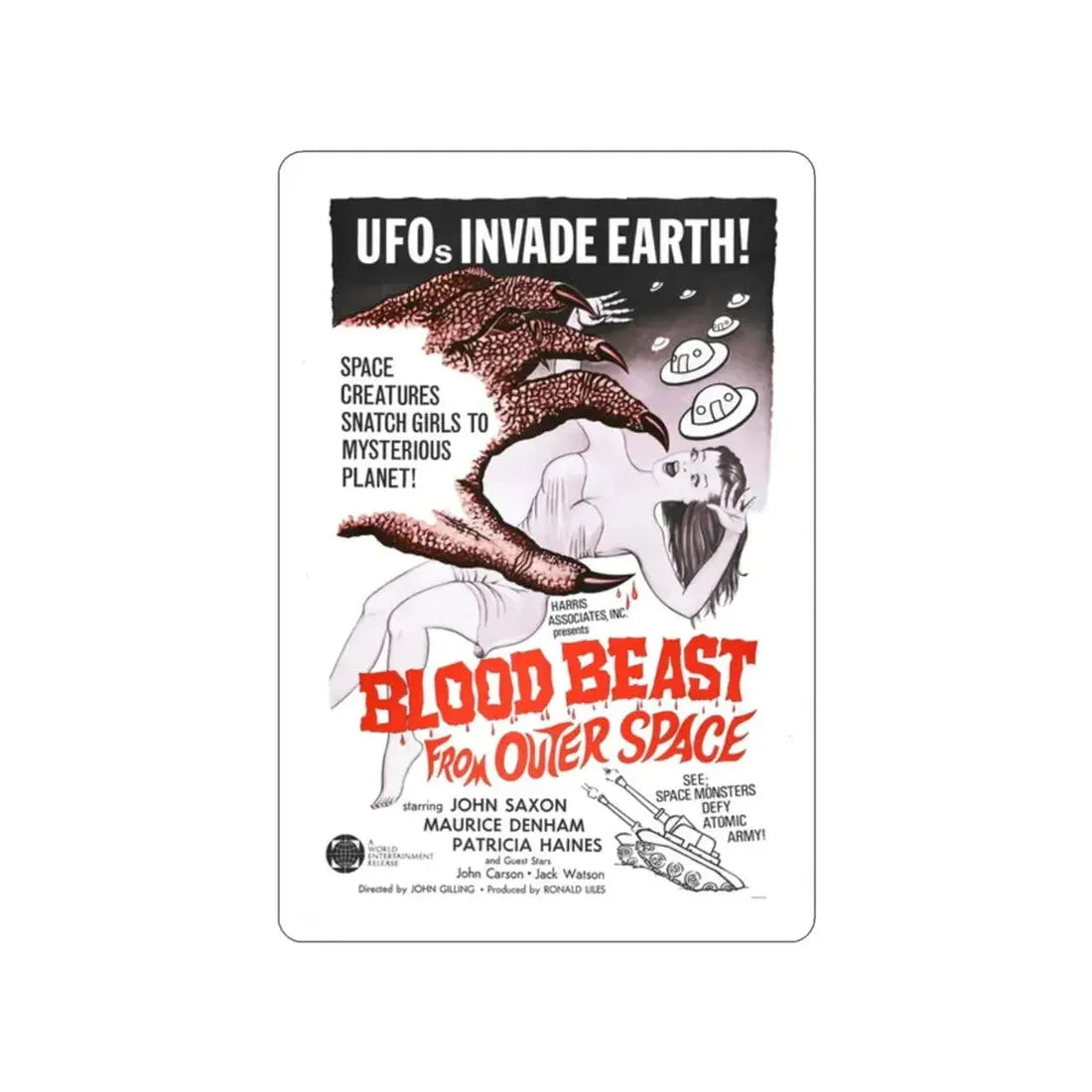 BLOOD BEAST FROM OUTER SPACE (THE NIGHT CALLER) 1965 Movie Poster STICKER Vinyl Die-Cut Decal - The Sticker Space