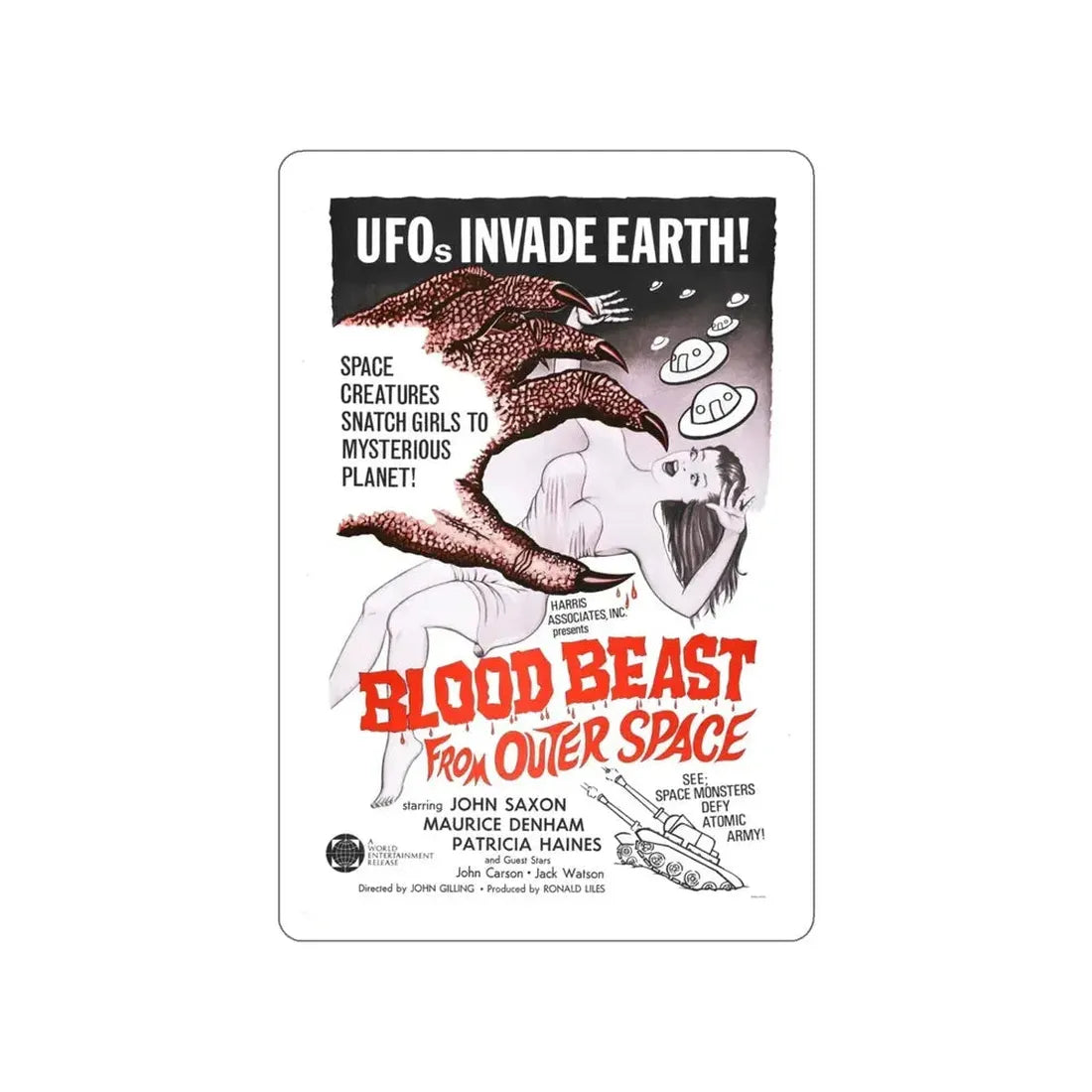 BLOOD BEAST FROM OUTER SPACE (THE NIGHT CALLER) 1965 Movie Poster STICKER Vinyl Die-Cut Decal - The Sticker Space