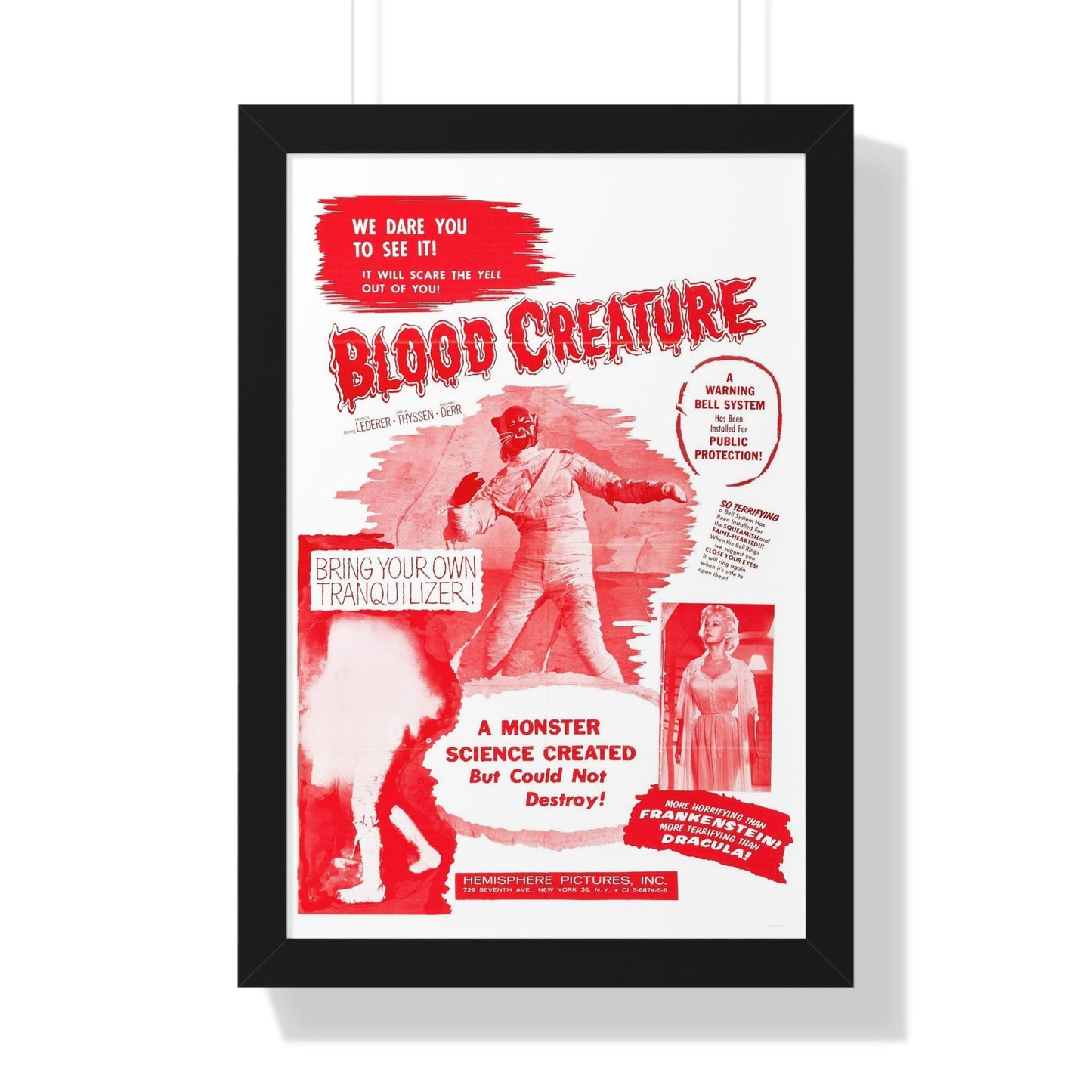 BLOOD CREATURE (TERROR IS A MAN) 1959 - Framed Movie Poster-16″ x 24″-The Sticker Space