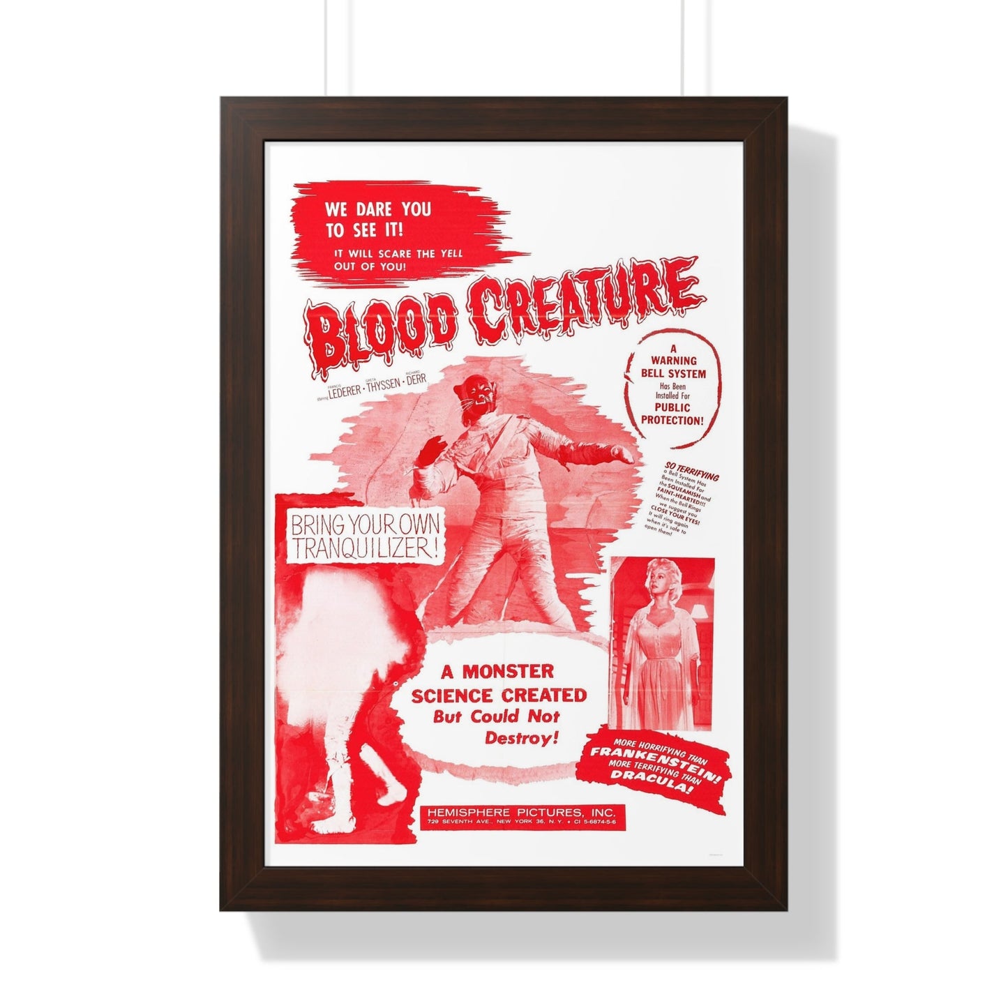 BLOOD CREATURE (TERROR IS A MAN) 1959 - Framed Movie Poster-16″ x 24″-The Sticker Space