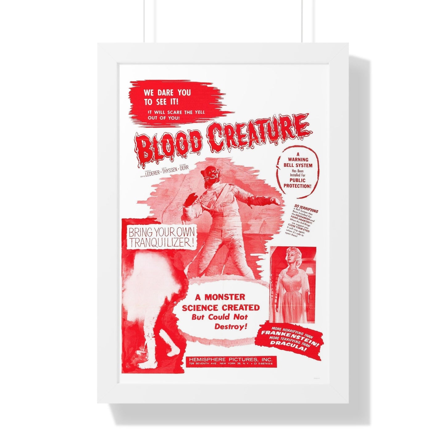 BLOOD CREATURE (TERROR IS A MAN) 1959 - Framed Movie Poster-16″ x 24″-The Sticker Space