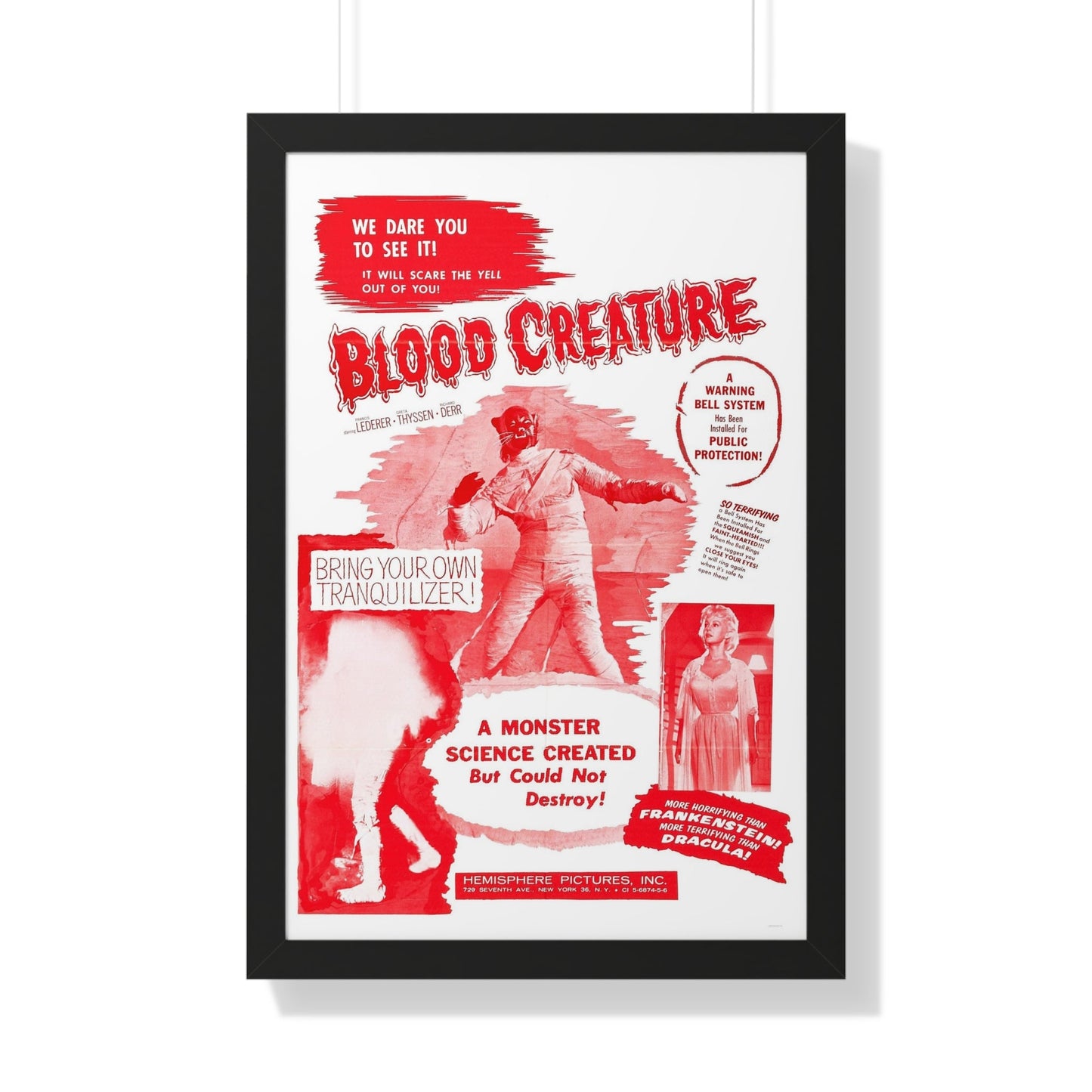 BLOOD CREATURE (TERROR IS A MAN) 1959 - Framed Movie Poster-20" x 30"-The Sticker Space