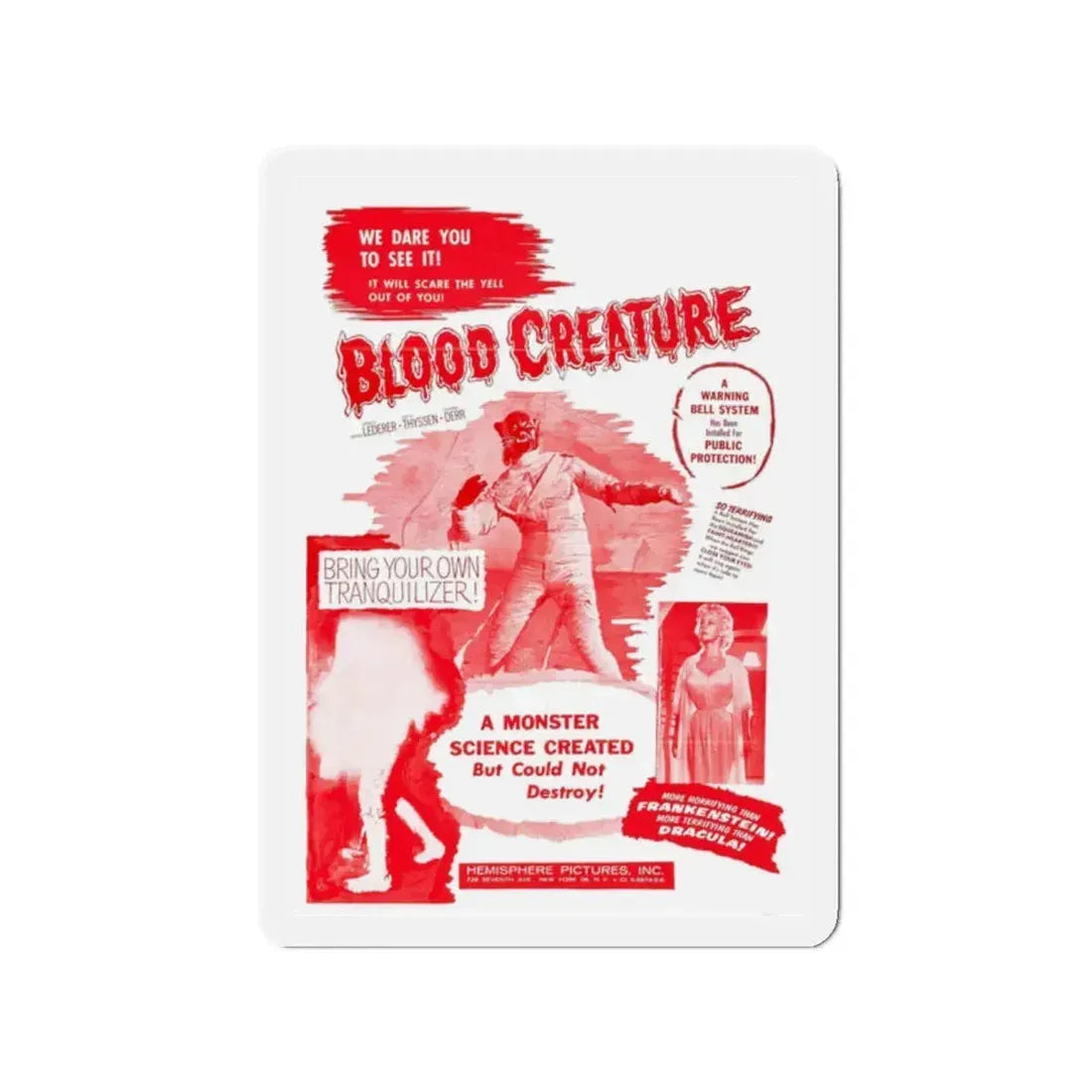 BLOOD CREATURE (TERROR IS A MAN) 1959 Movie Poster - Refrigerator Magnet 2 Inch - The Sticker Space