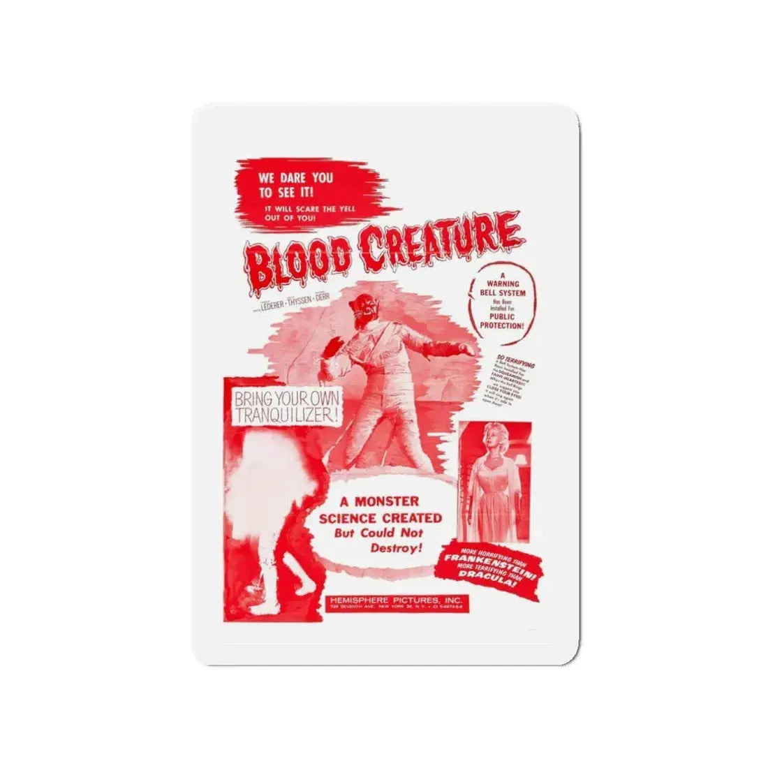 BLOOD CREATURE (TERROR IS A MAN) 1959 Movie Poster - Refrigerator Magnet 3 Inch - The Sticker Space