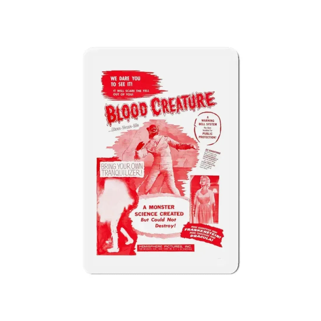 BLOOD CREATURE (TERROR IS A MAN) 1959 Movie Poster - Refrigerator Magnet 6 Inch - The Sticker Space