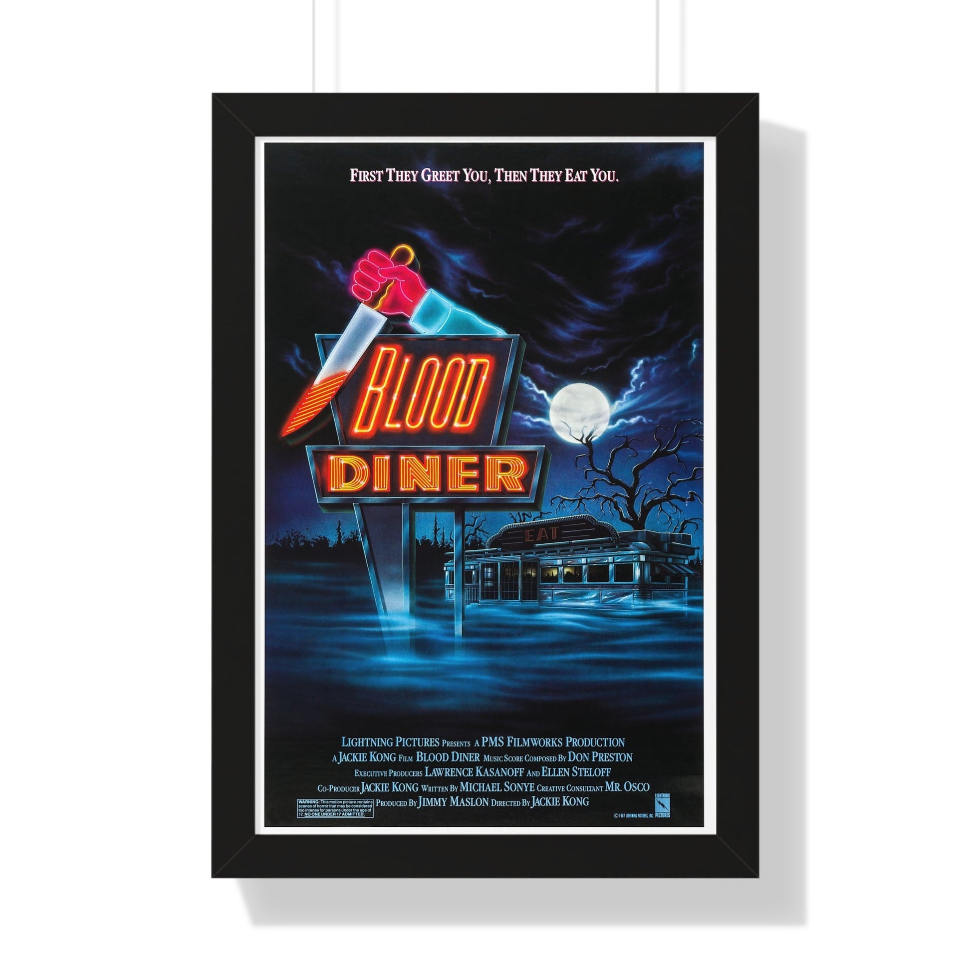 BLOOD DINER 1987 - Framed Movie Poster-16″ x 24″-The Sticker Space