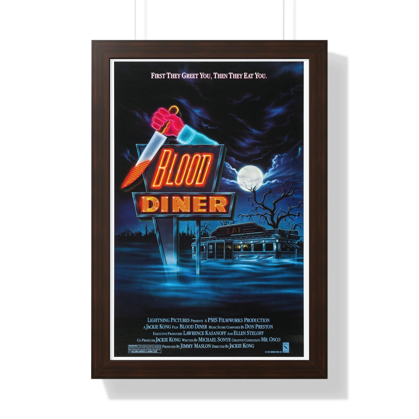 BLOOD DINER 1987 - Framed Movie Poster-16″ x 24″-The Sticker Space