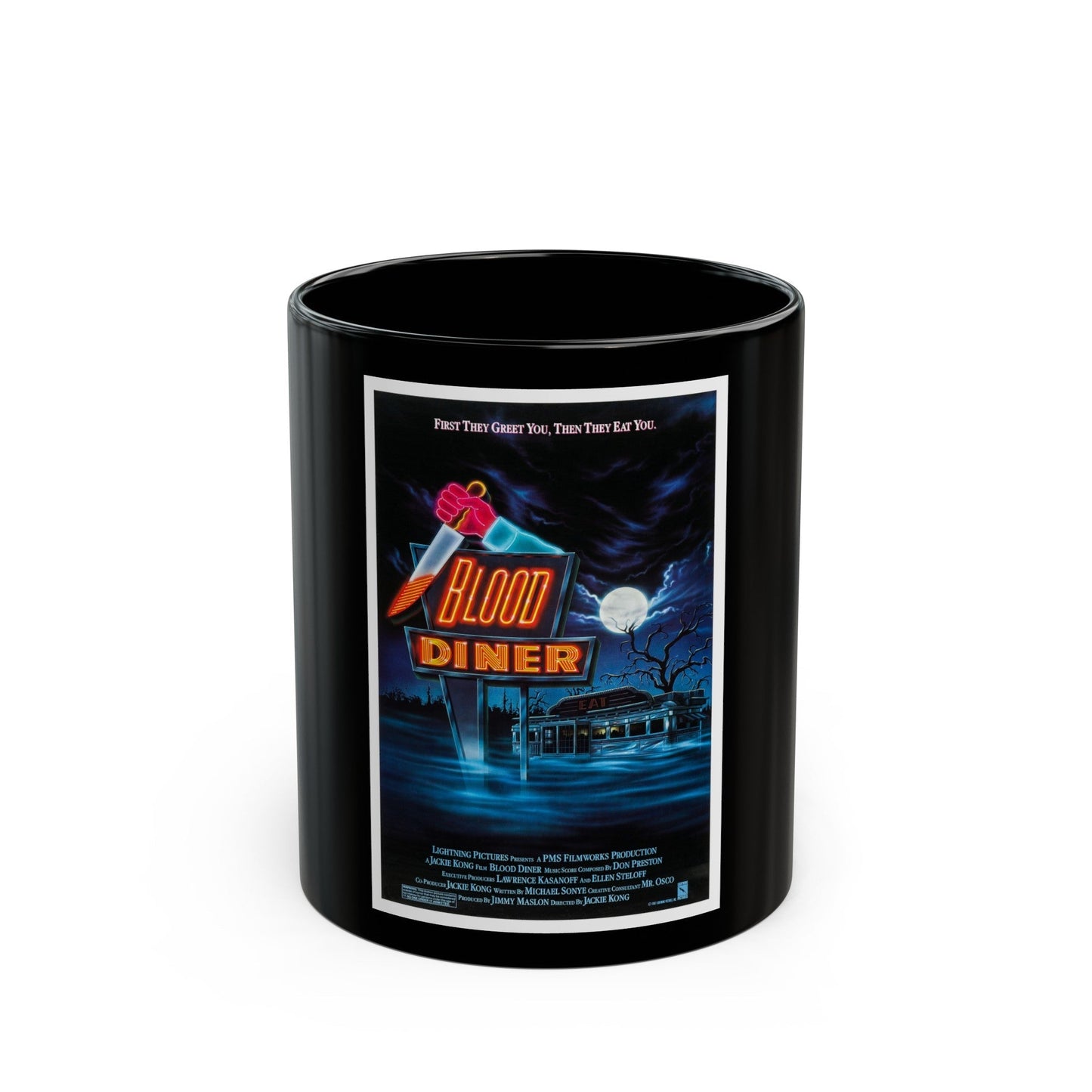 BLOOD DINER 1987 Movie Poster - Black Coffee Mug-11oz-The Sticker Space