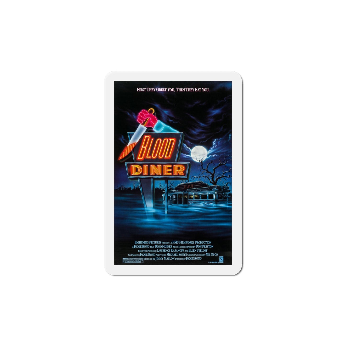 Blood Diner 1987 Movie Poster Die-Cut Magnet-6 × 6"-The Sticker Space