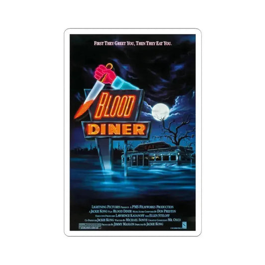 Blood Diner 1987 Movie Poster - STICKER Vinyl Kiss-Cut Decal 2 Inch White - The Sticker Space