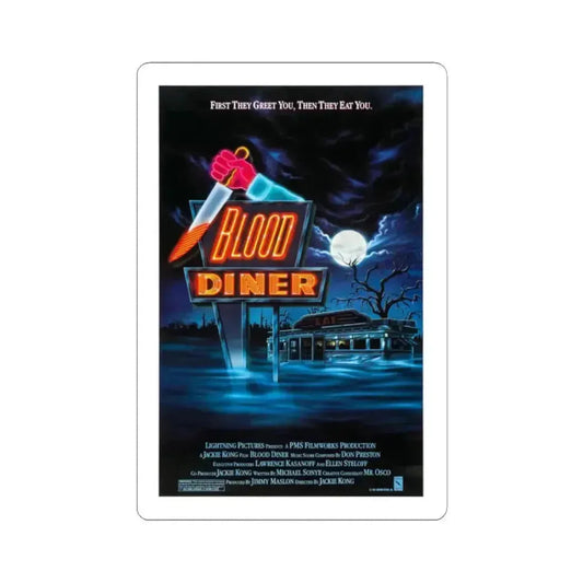 BLOOD DINER 1987 Movie Poster - STICKER Vinyl Kiss-Cut Decal 2 Inch White - The Sticker Space
