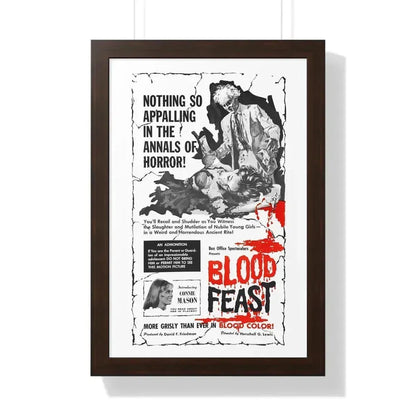 BLOOD FEAST 1963 - Framed Movie Poster 16″ x 24″ Walnut - The Sticker Space