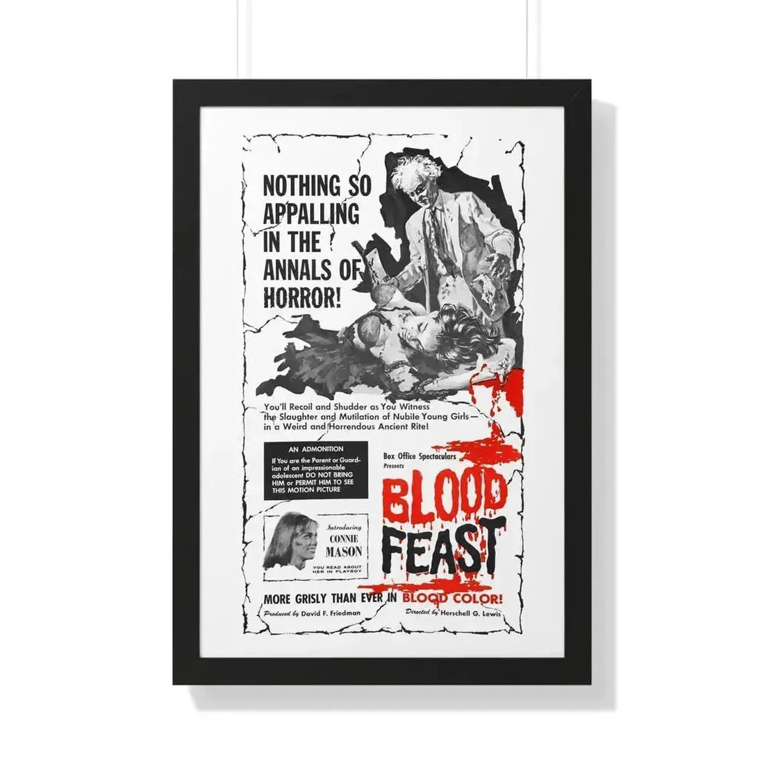 BLOOD FEAST 1963 - Framed Movie Poster 20" x 30" Black - The Sticker Space