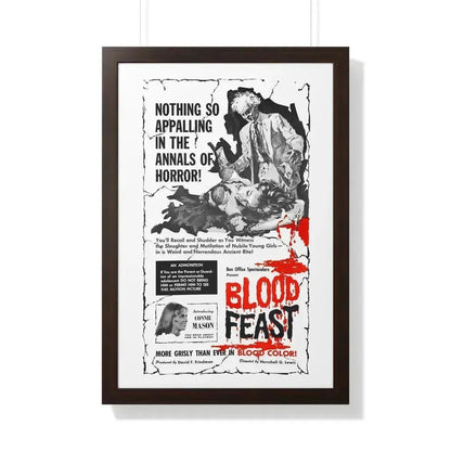 BLOOD FEAST 1963 - Framed Movie Poster 20" x 30" Walnut - The Sticker Space