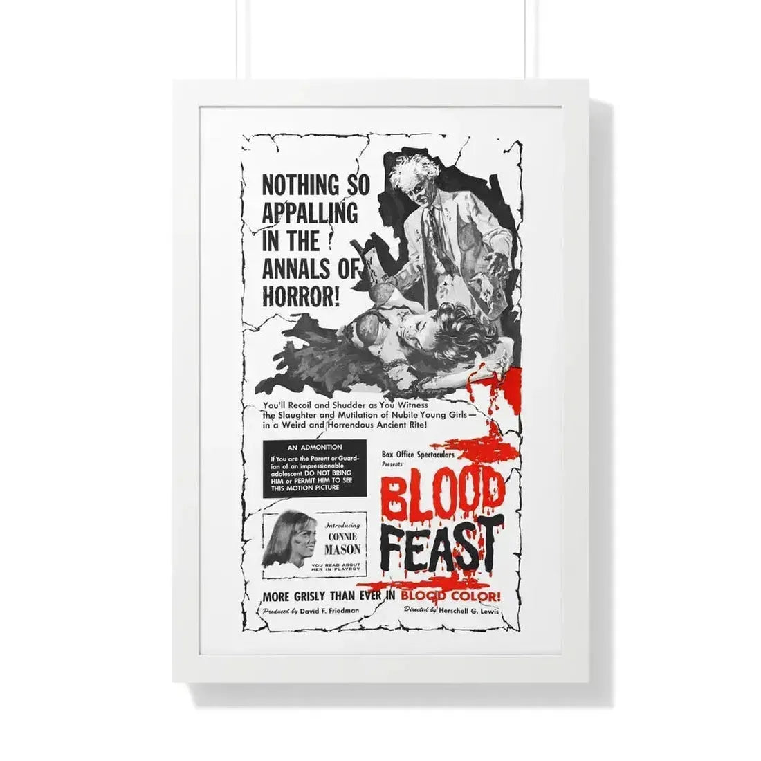 BLOOD FEAST 1963 - Framed Movie Poster 20" x 30" White - The Sticker Space