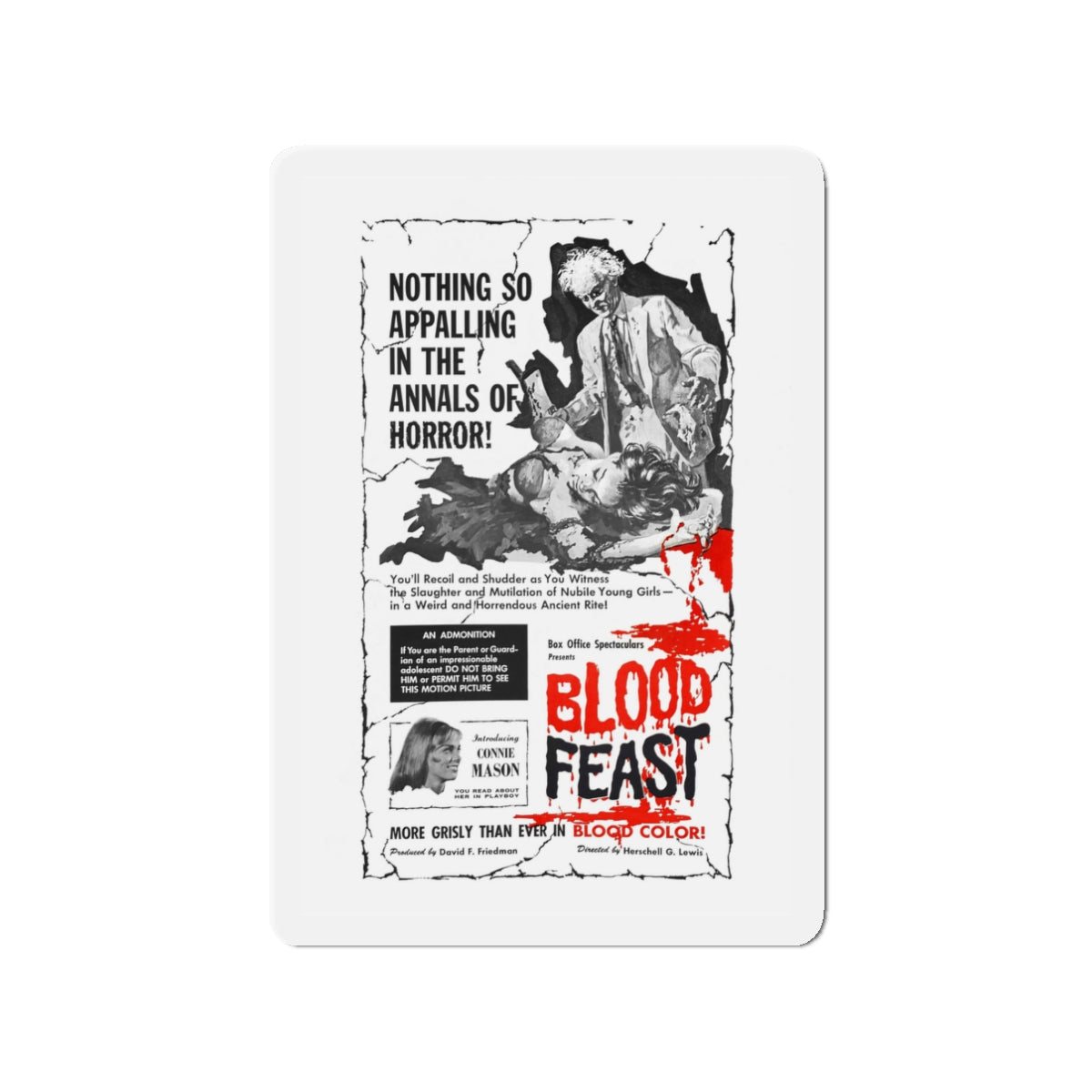 BLOOD FEAST 1963 Movie Poster - Die-Cut Magnet-3" x 3"-The Sticker Space