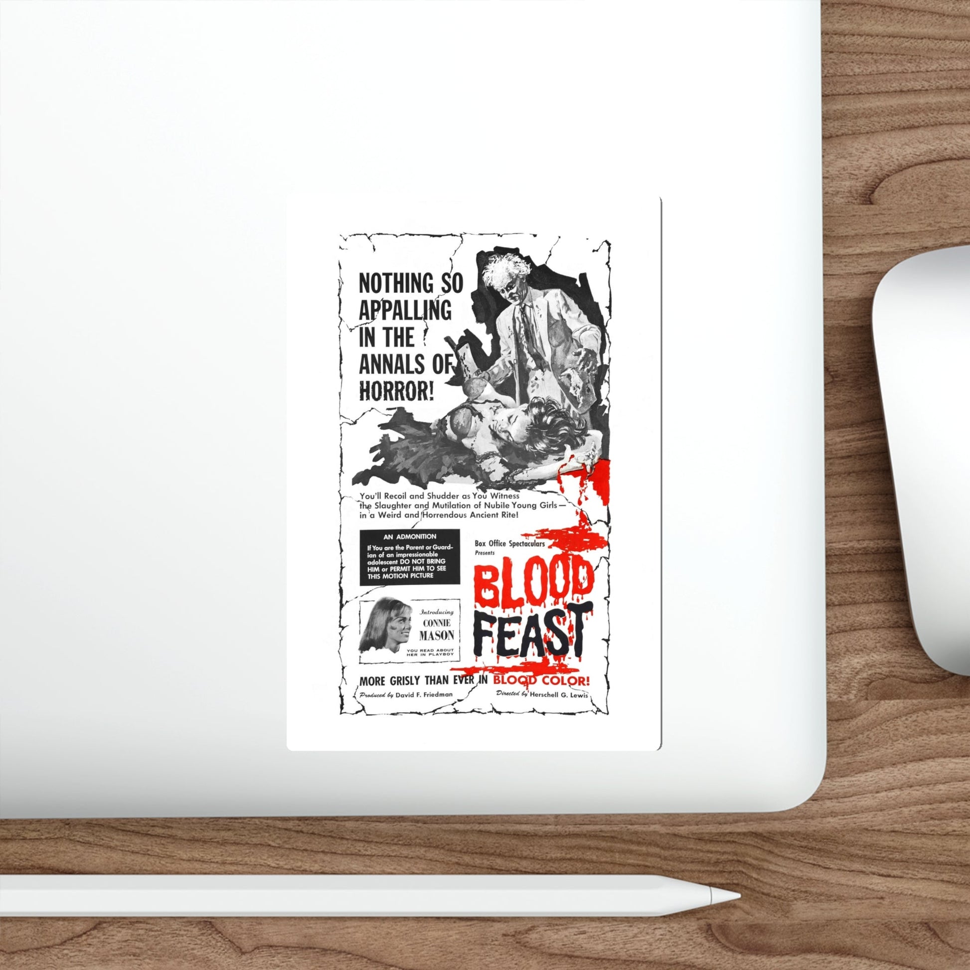 BLOOD FEAST 1963 Movie Poster STICKER Vinyl Die-Cut Decal-The Sticker Space