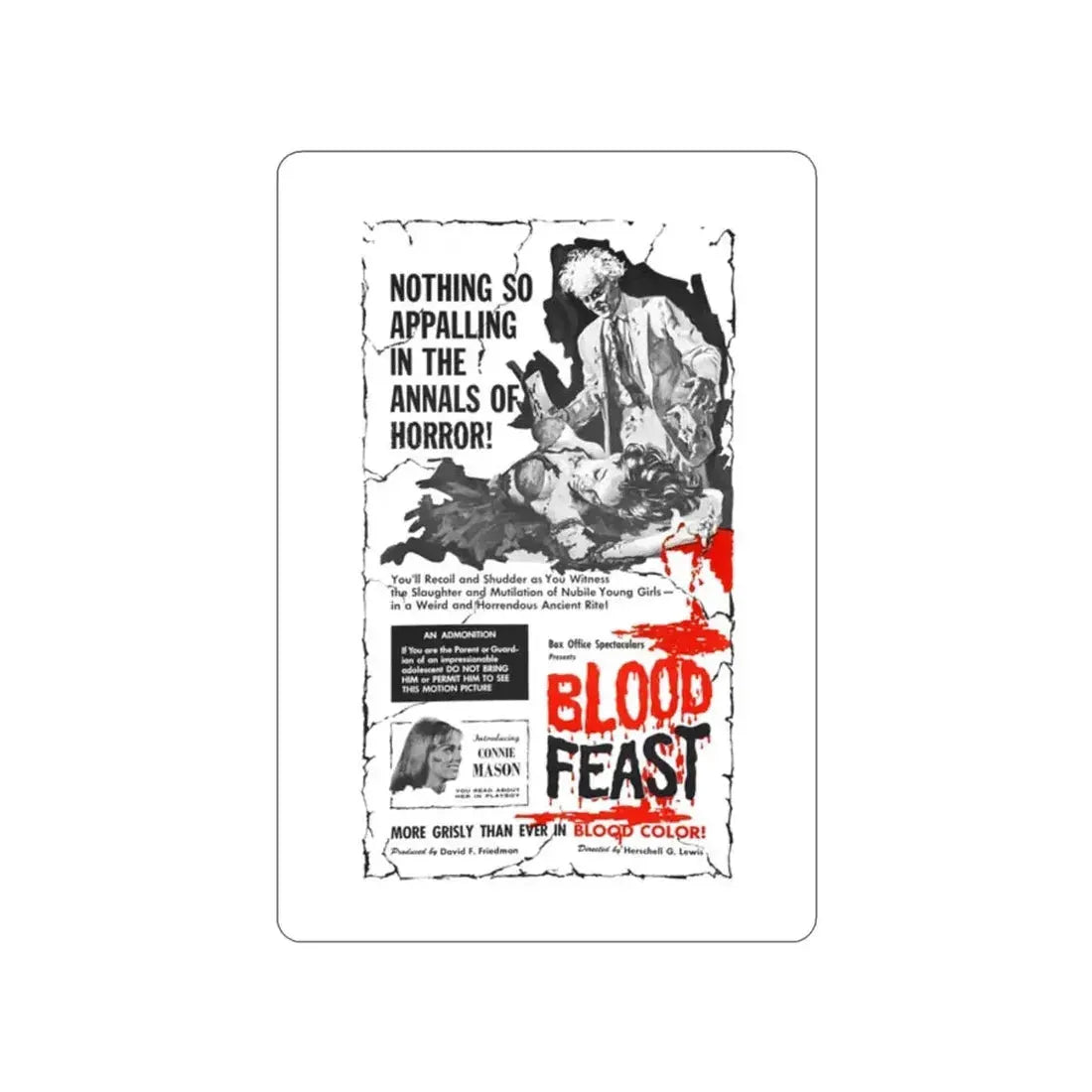 BLOOD FEAST 1963 Movie Poster STICKER Vinyl Die-Cut Decal - The Sticker Space