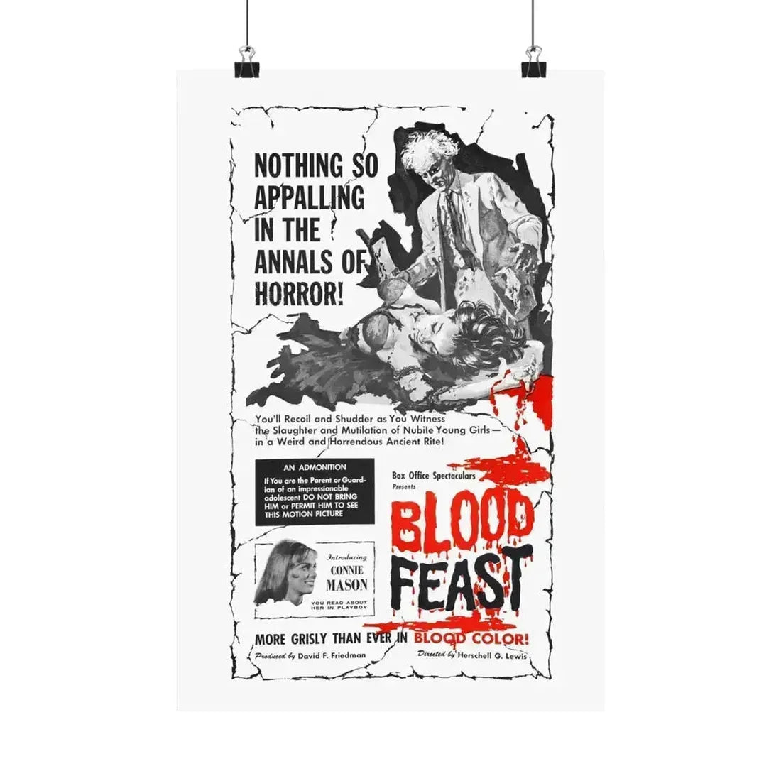 BLOOD FEAST 1963 - Paper Movie Poster 12″ x 18″ Matte - The Sticker Space