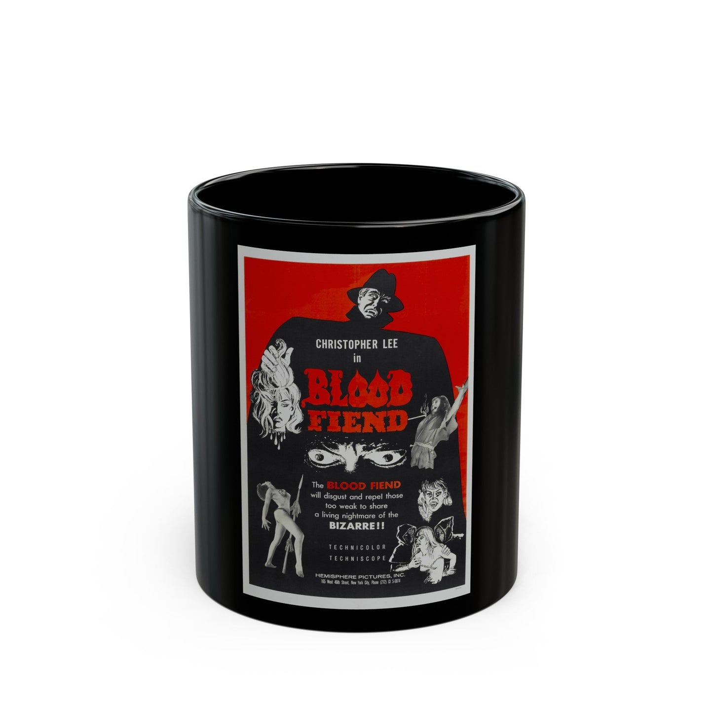 BLOOD FIEND 1967 Movie Poster - Black Coffee Mug-11oz-The Sticker Space