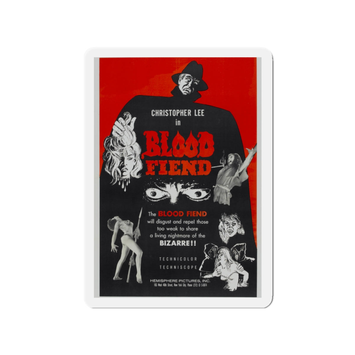 BLOOD FIEND 1967 Movie Poster - Die-Cut Magnet-2" x 2"-The Sticker Space