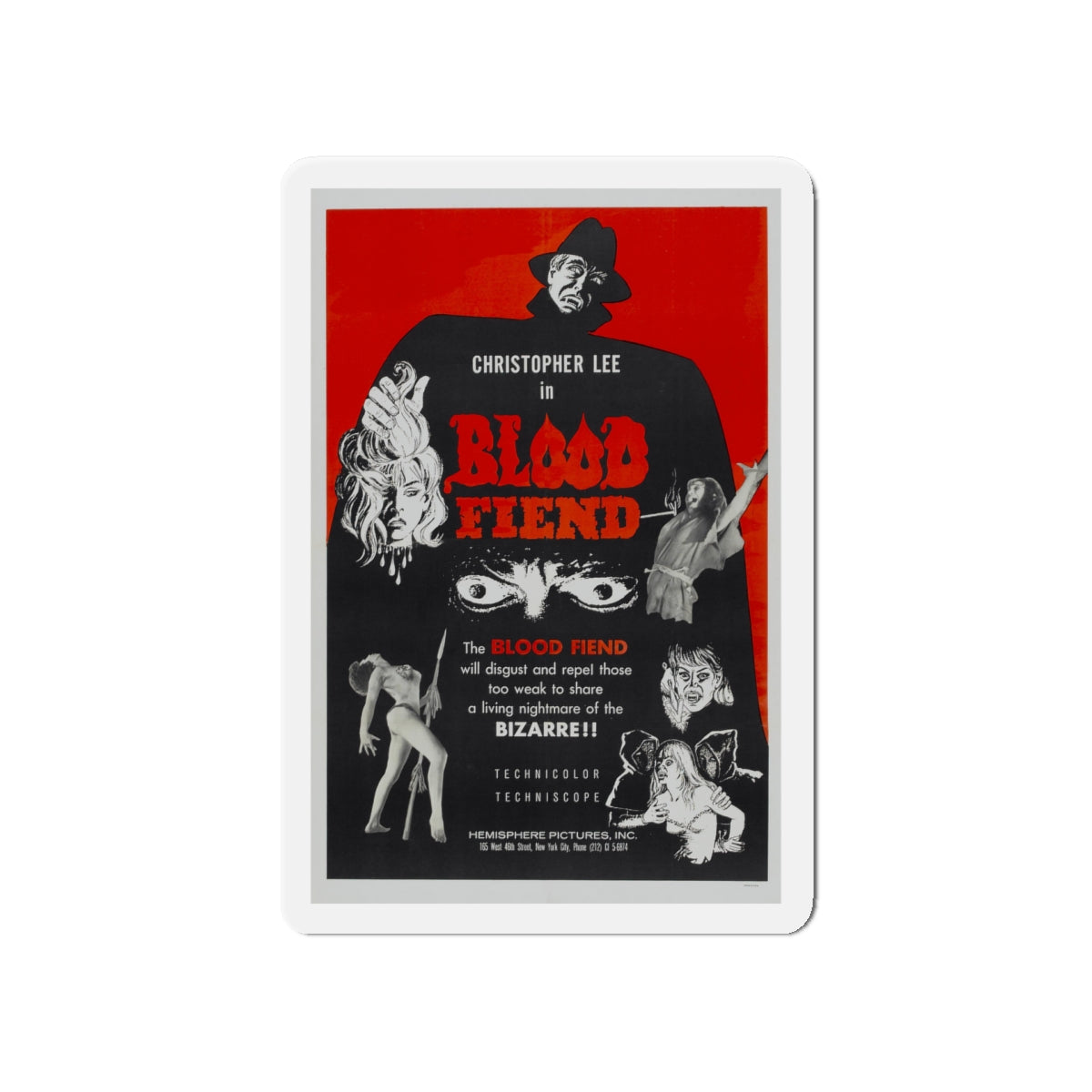 BLOOD FIEND 1967 Movie Poster - Die-Cut Magnet-5" x 5"-The Sticker Space