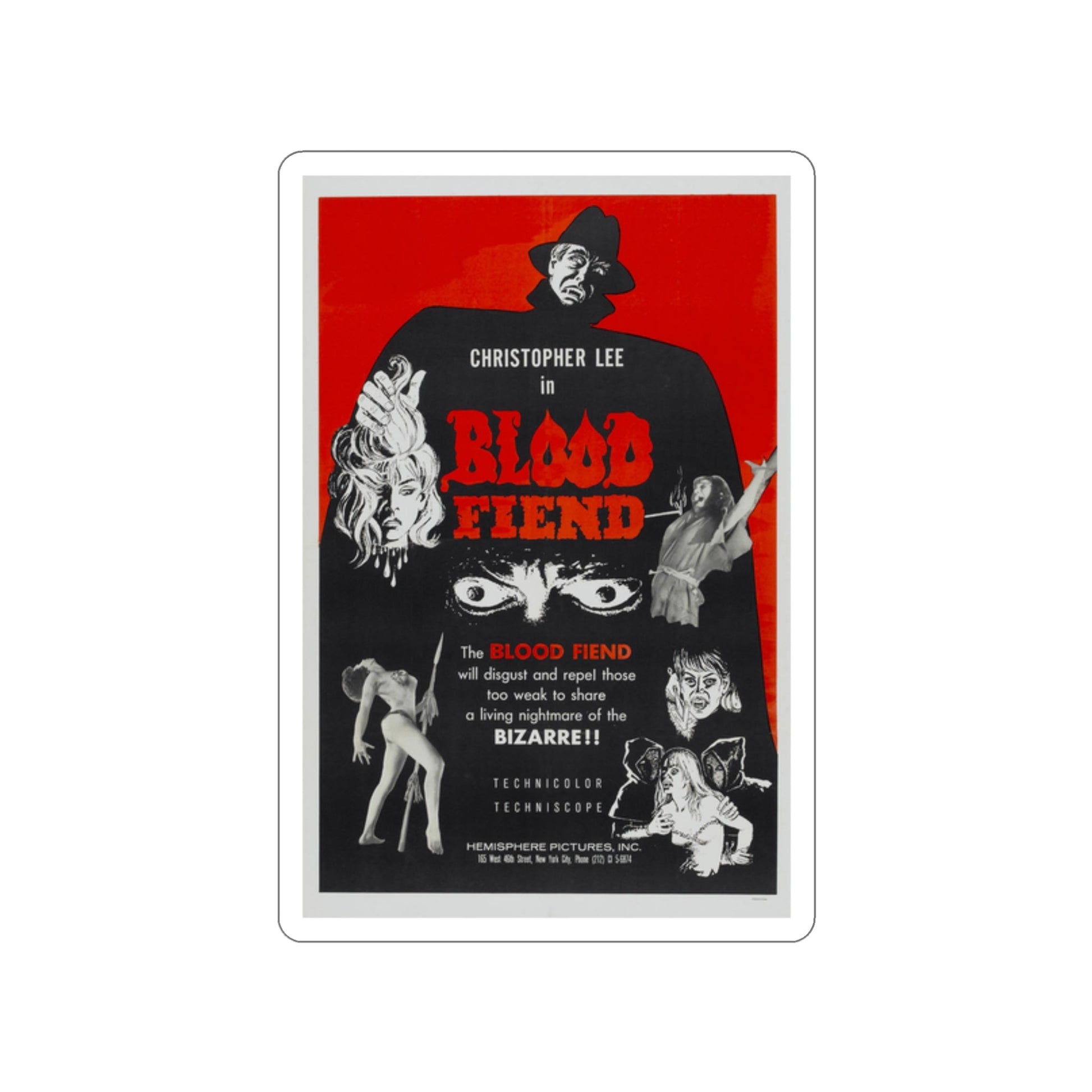 BLOOD FIEND 1967 Movie Poster STICKER Vinyl Die-Cut Decal-2 Inch-The Sticker Space