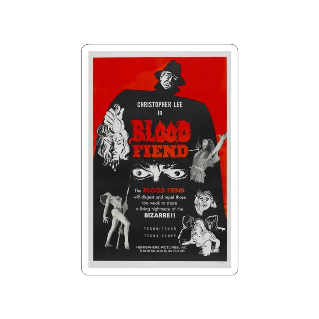BLOOD FIEND 1967 Movie Poster STICKER Vinyl Die-Cut Decal 2 Inch - The Sticker Space