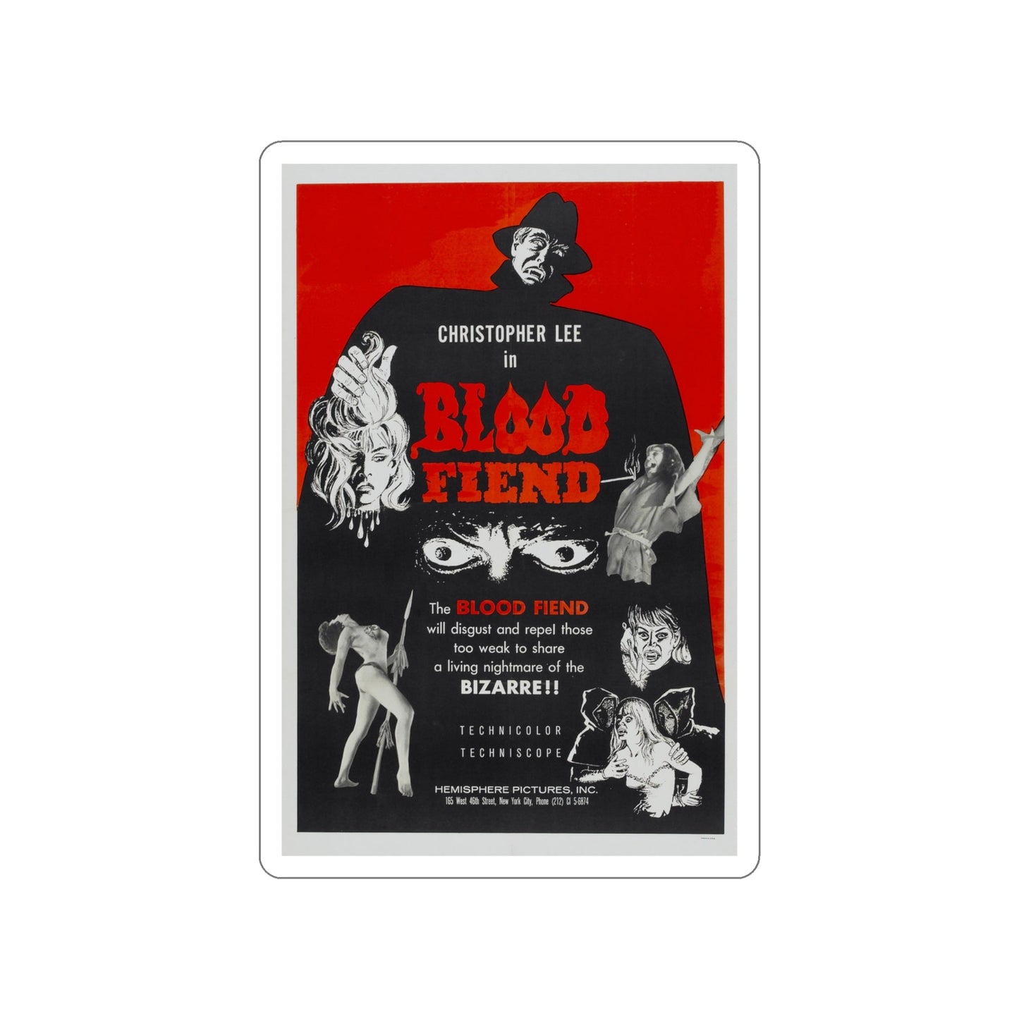 BLOOD FIEND 1967 Movie Poster STICKER Vinyl Die-Cut Decal-4 Inch-The Sticker Space