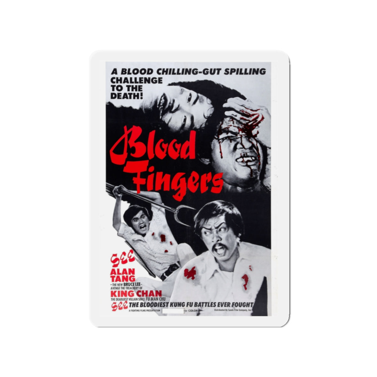 BLOOD FINGERS 1972 Movie Poster - Die-Cut Magnet-2" x 2"-The Sticker Space