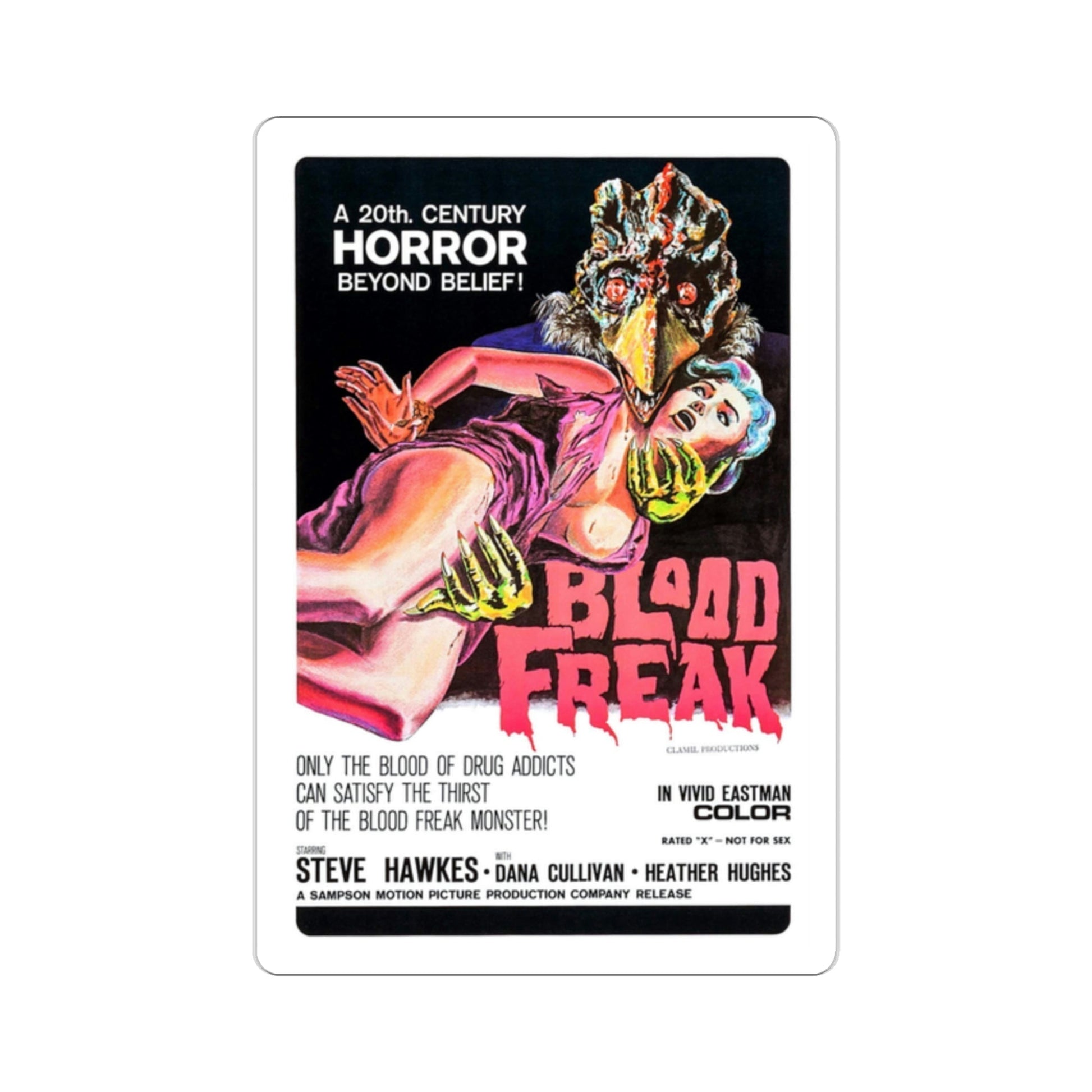 Blood Freak 1972 Movie Poster STICKER Vinyl Die-Cut Decal-2 Inch-The Sticker Space