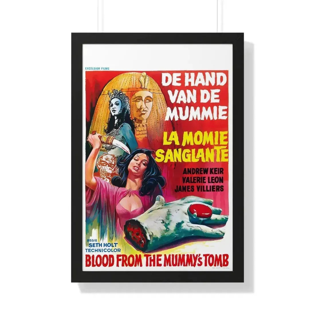 BLOOD FROM THE MUMMY'S TOMB (BELGIAN) 1971 - Framed Movie Poster 20" x 30" Black - The Sticker Space